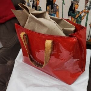 Louis Vuitton Red Patent Leather Interior with Gold Hardware